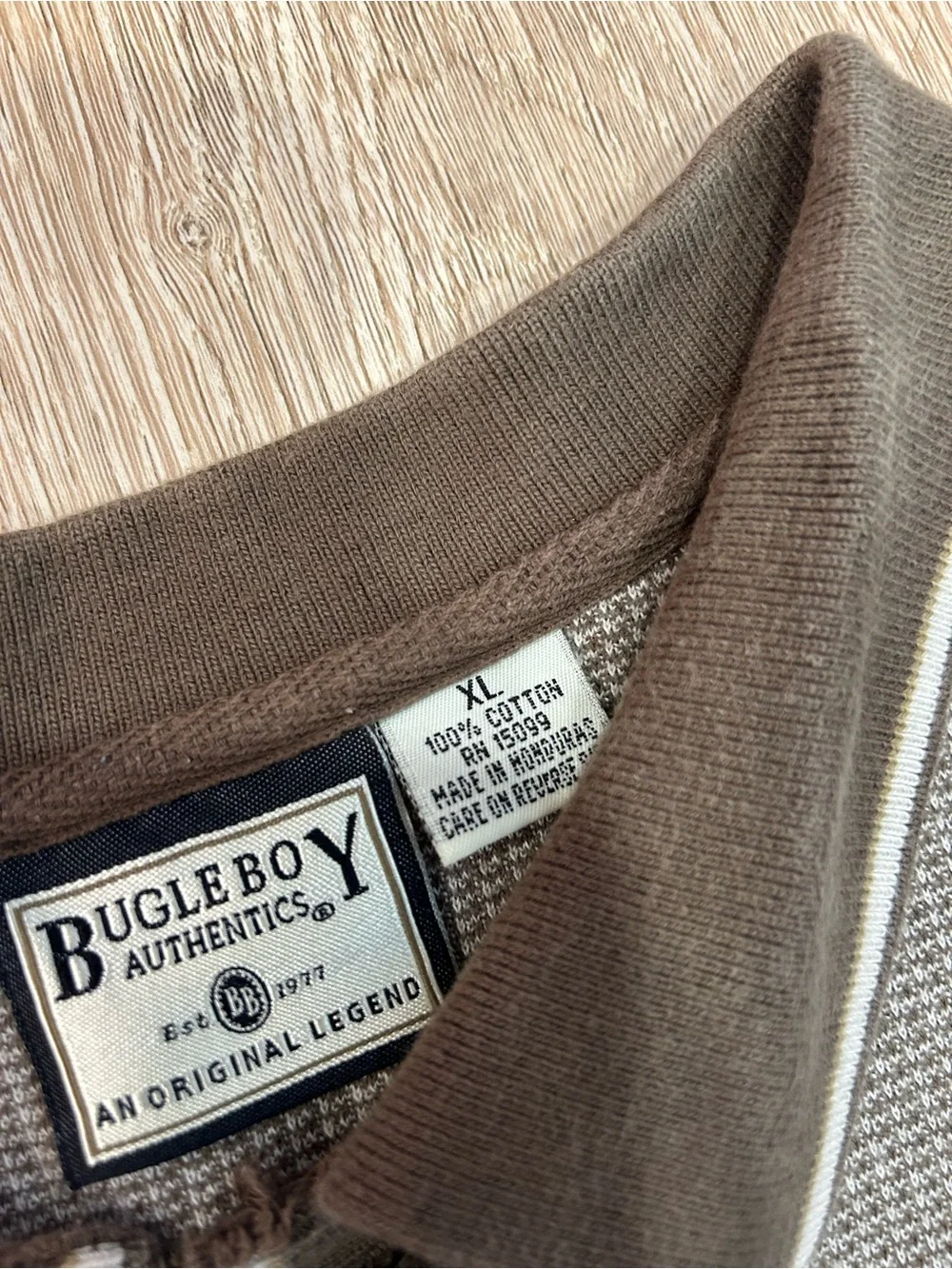Bugle Boy Brown Short Sleeve Polo with Contrast Collar XL